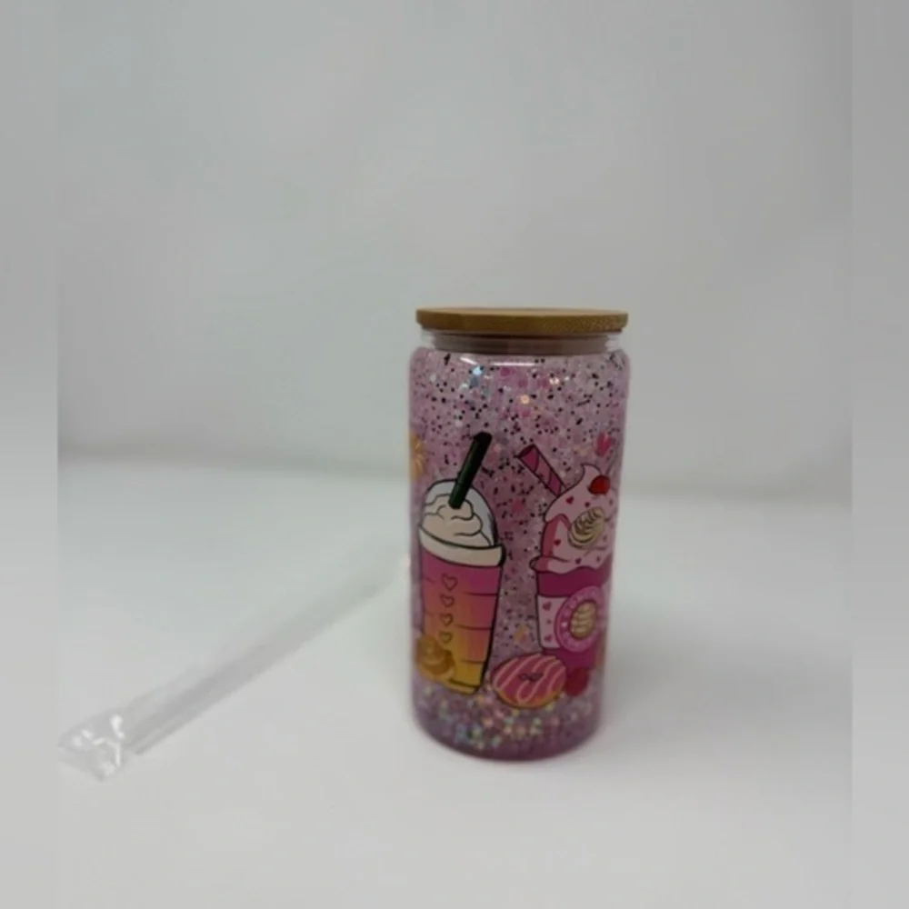 16 OZ Snowglobe Decal Glitter Cup